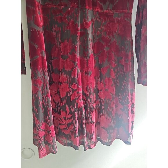 Simply Vera Burnout Red Velvet Fit & Flare Whimsygoth Mini Dress Size Medium - Picture 3 of 10